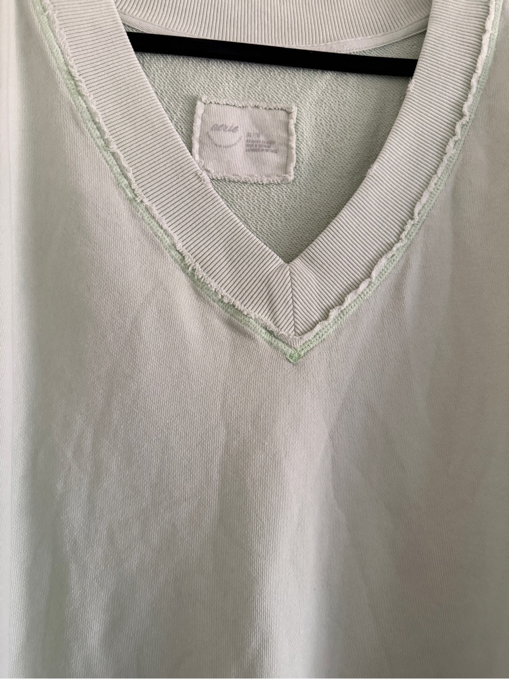 Aerie Oversized Sweatshirt V Neck Cotton Light Green Comfy - Picture 2 of 6